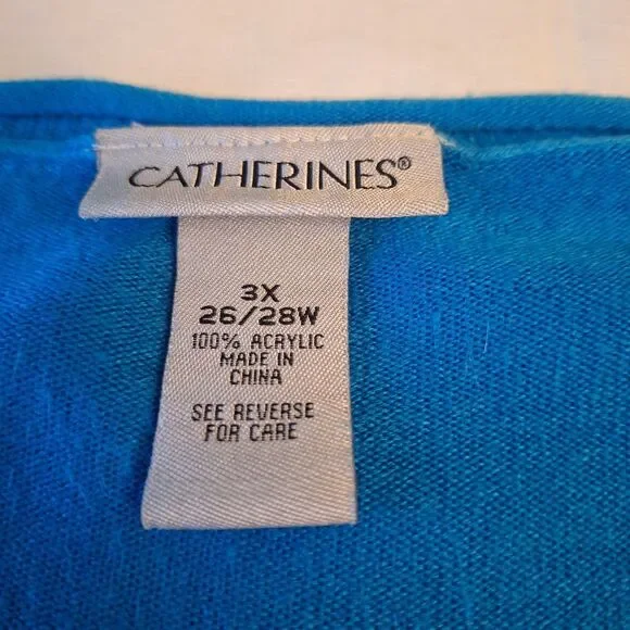 Catherines Cobalt Blue Ombre V Neck Pullover Sweater Sharkbite Hem Boho Size 3X - Picture 3 of 8